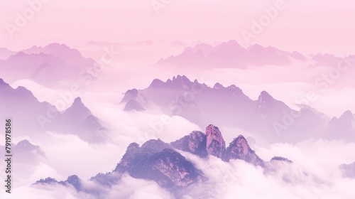  clouded foreground, pink sky background