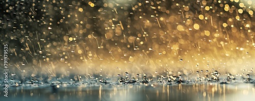 Splash of raindrops on a wet surface