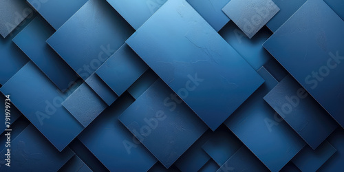 Blue geometric background with squares and cubes, vector illustration, no people or objects just flat texture. Created with Ai photo