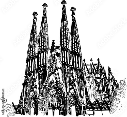 Realistic Silhouette of Barcelona Style Street Art, Urban Charm