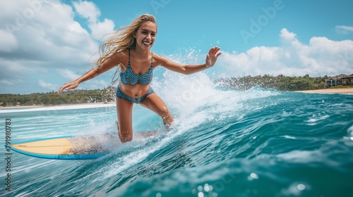 woman surfing in the sea