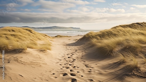 Footpaths meander through sandy trails, weaving among dunes and offering scenic pathways along the beautiful coastal landscape. 