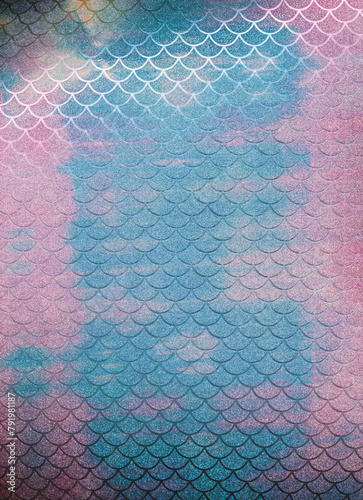 Scale texture. Glitter surface. Digital pink blue wave decorative holographic gradient geometric ornate pattern grain matrix error abstract background.