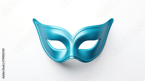 Elegant 3D Turquoise Carnival Mask on Clean White Background: Festive Party Concept