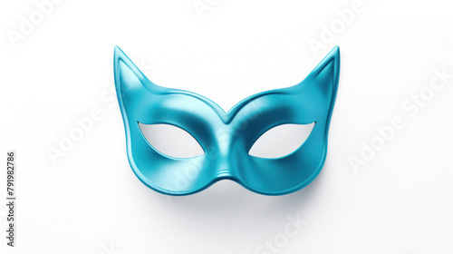 Chic Turquoise Carnival Mask Design on White Background: Festive New Year's Eve Theme