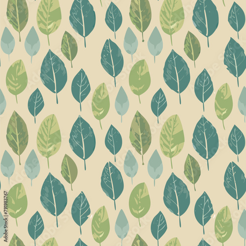 Seamless pattern with leaves on beige background. Floral fall print.