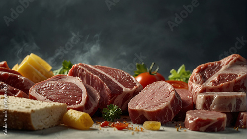 Raw meat, steaks photo