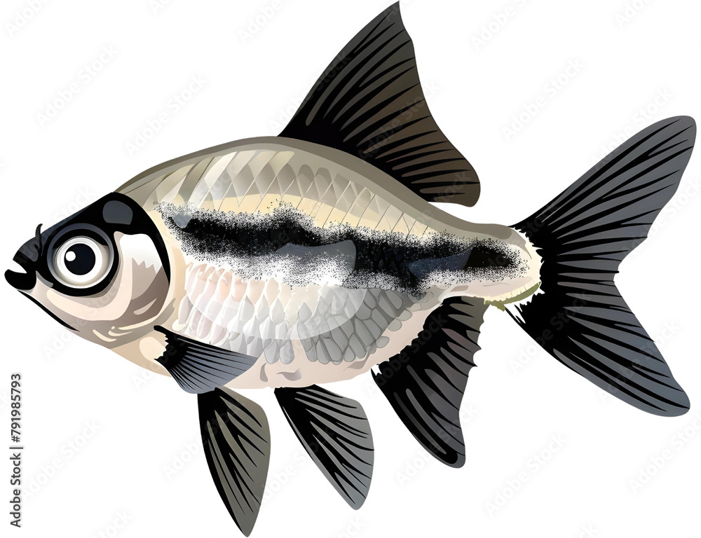Fototapeta premium Ornamental Fish isolate On Transparent Background, Freshwater & Marine Fish Hight Quality illustration in Watercolor Style, Ocean Decor