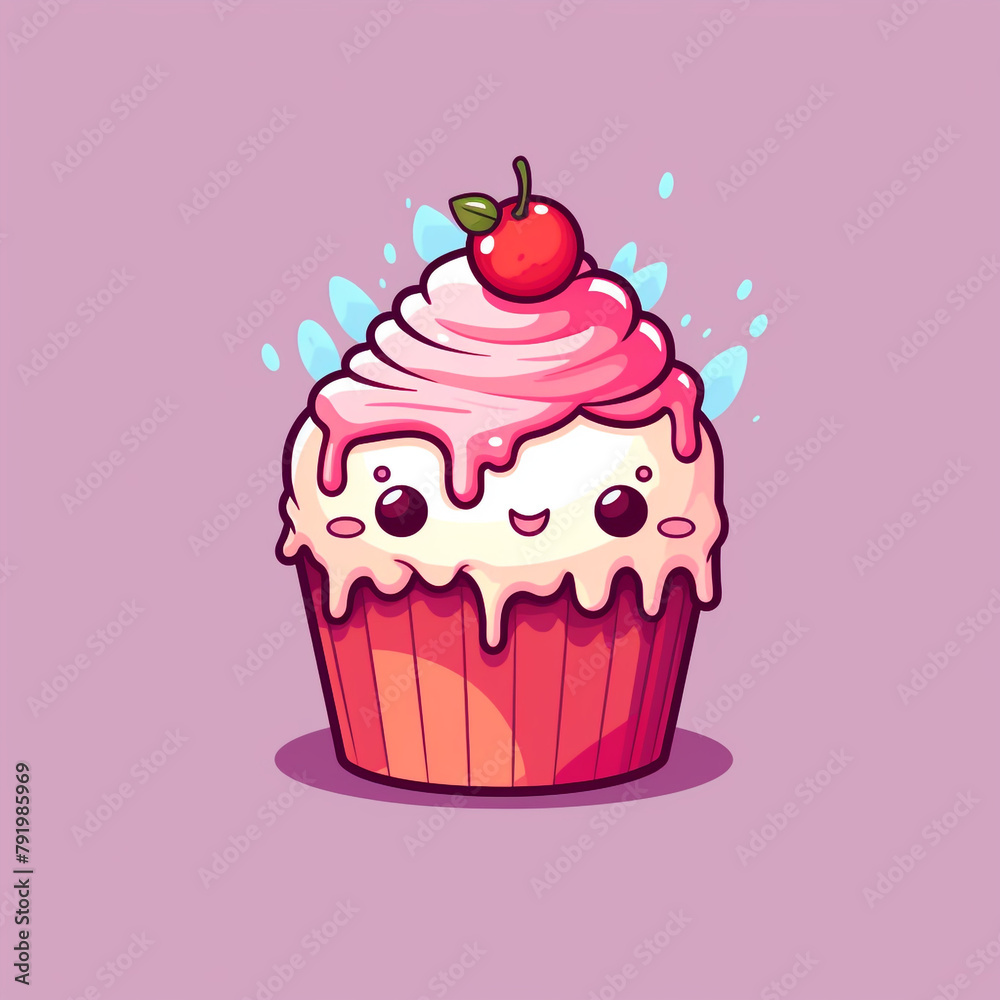 Cupcake in cartoon and pixel style сreated with Generative Ai Cupcake in cartoon and pixel style сreated with Generative Ai