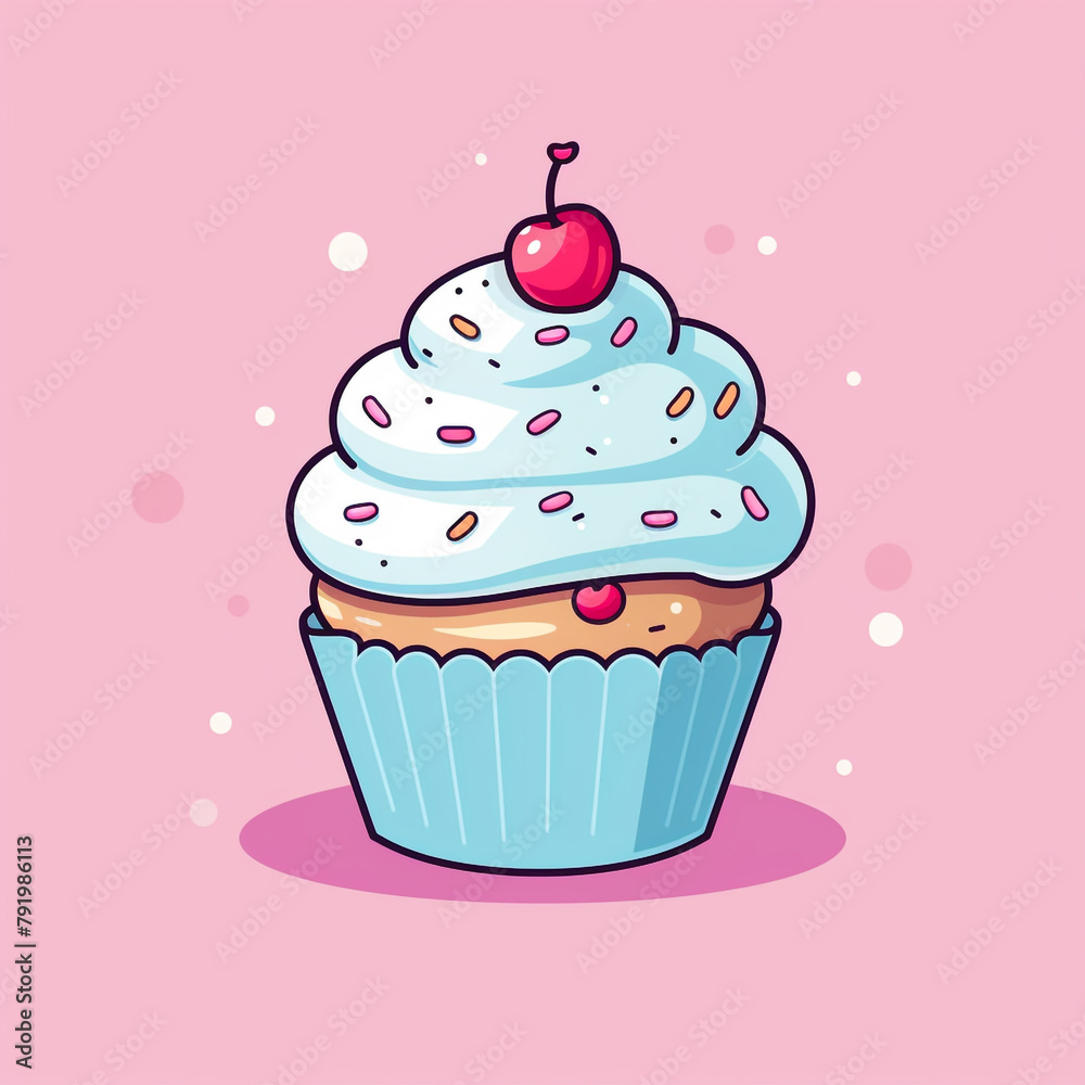 Cupcake in cartoon and pixel style сreated with Generative Ai