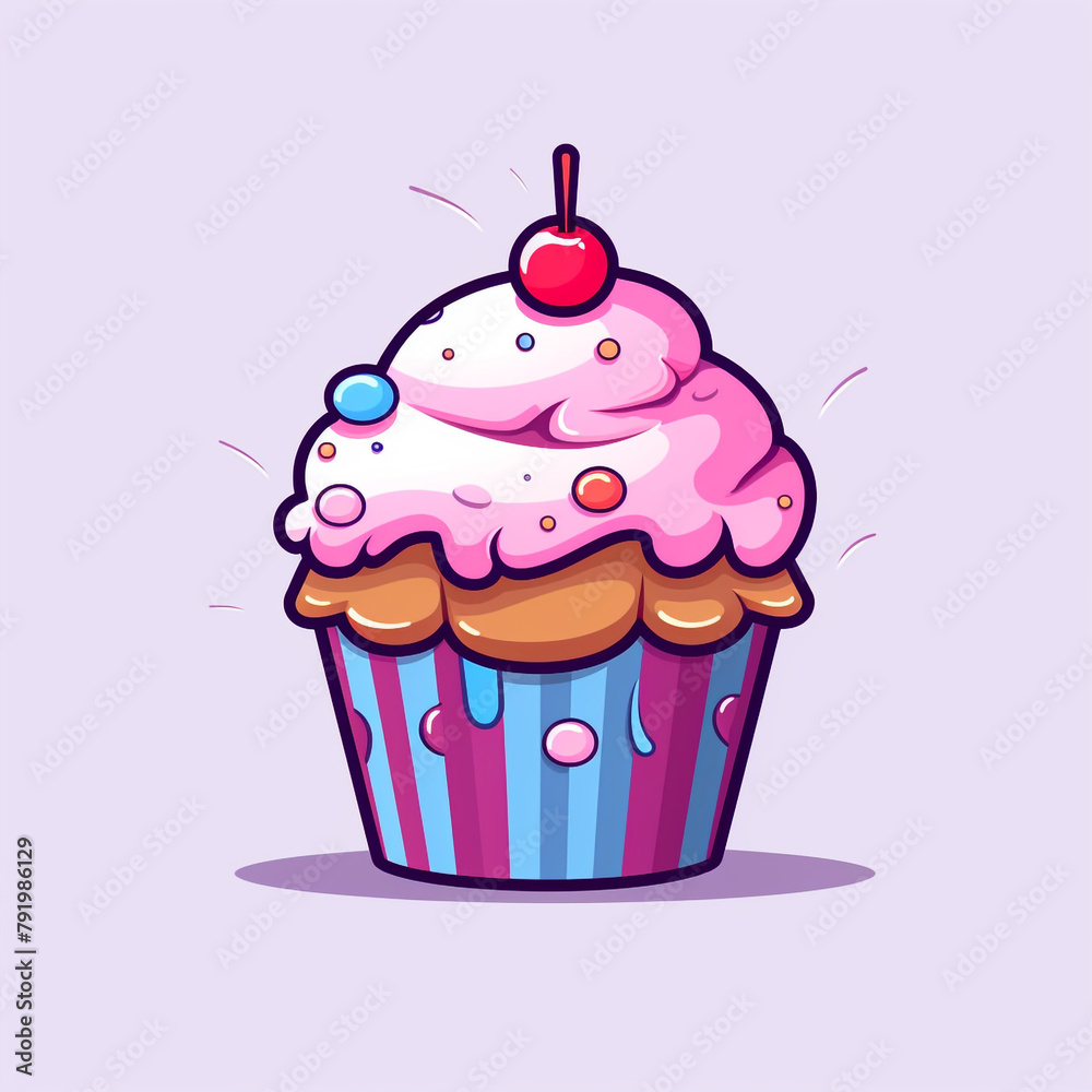 Cupcake in cartoon and pixel style сreated with Generative Ai Cupcake in cartoon and pixel style сreated with Generative Ai