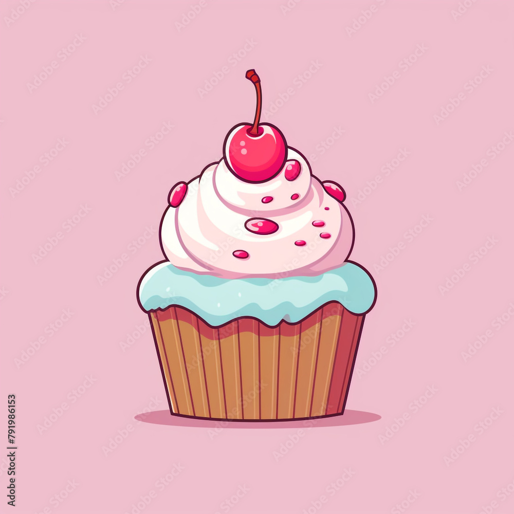 Cupcake in cartoon and pixel style сreated with Generative Ai Cupcake in cartoon and pixel style сreated with Generative Ai