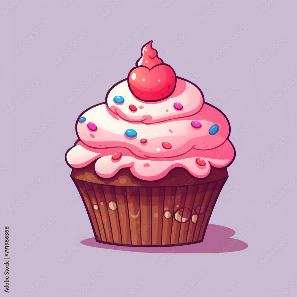 Cupcake in cartoon and pixel style сreated with Generative Ai Cupcake in cartoon and pixel style сreated with Generative Ai