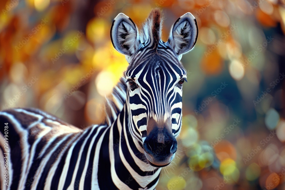 Fototapeta premium Close Up Zebra with Blurry Background
