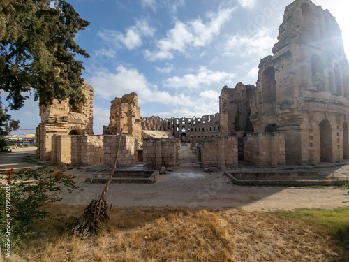 The Amphitheatre of El Jem modern-day city of El Djem, Tunisia, formerly Thysdrus	 photo