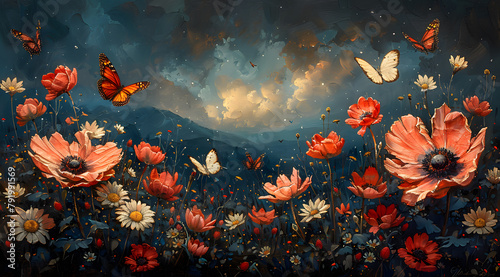 Botanical Odyssey: Oil Painting Narrates Journey of Flowers and Butterflies Across Eras