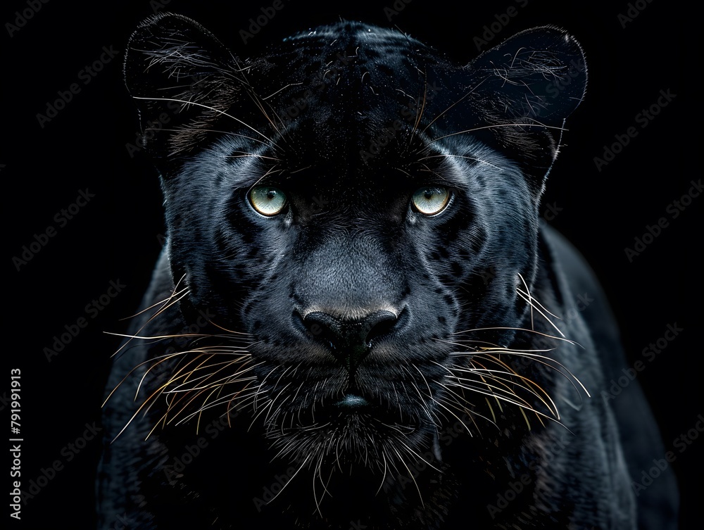 Close up Of black Panther With Black Background