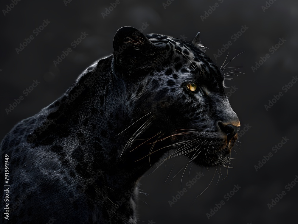 Close up Of black Panther With Black Background