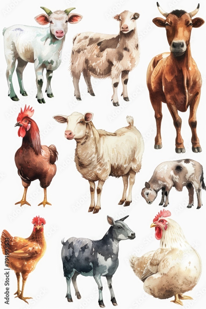 Obraz premium Group of farm animals standing together