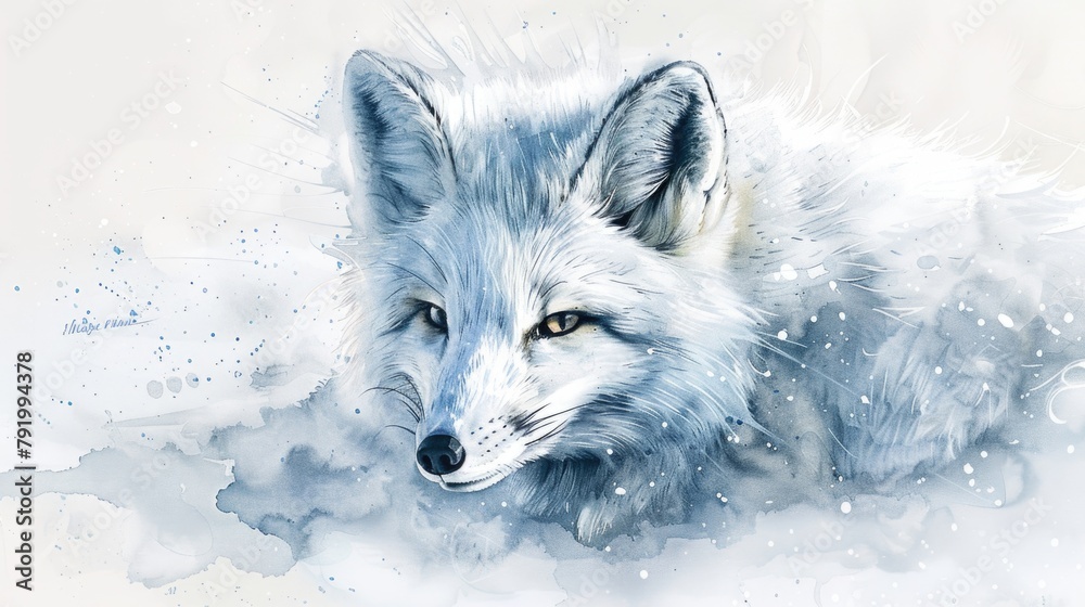 Obraz premium White Fox with Blue Eyes