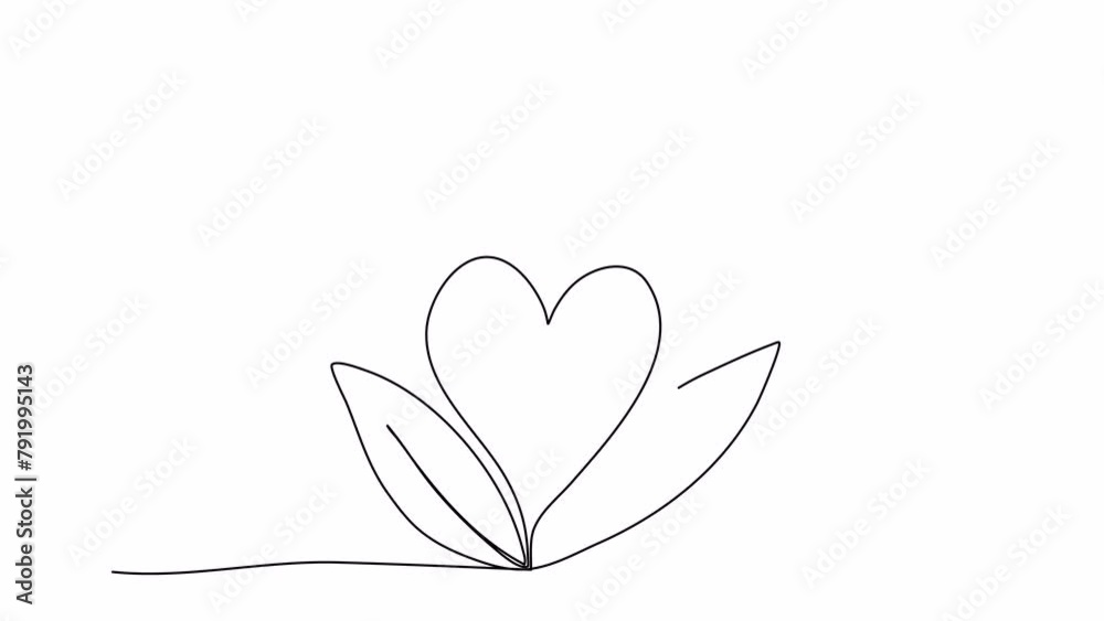 Plant with a sign of heart, one line drawing animation. Video clip with alpha channel. Plant with a sign of heart, one line drawing animation. Video clip with alpha channel.