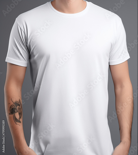 White t-shirt mockup front and back showing different angles of shirt can be used for multipurpose