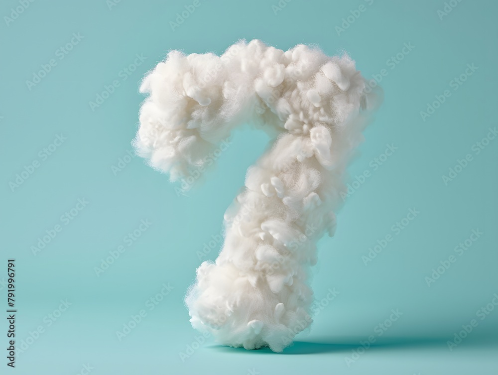 Fototapeta premium Fluffy Number 7 on Solid Background
