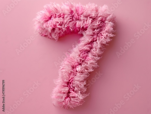 Fluffy Number 7 on Solid Background