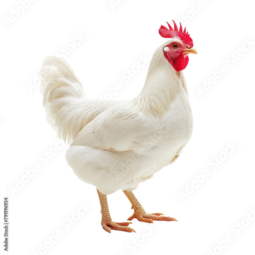 White chicken isolated on white or transparent background