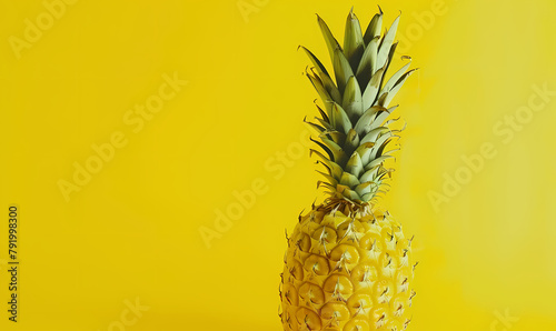 Pineapple tropical fruit food, isolated on zellow background 