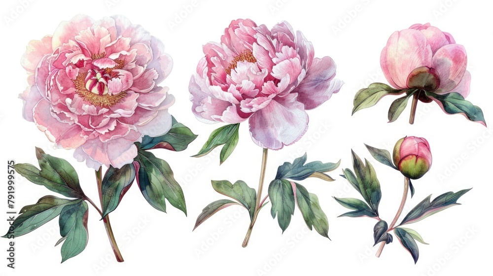 Pink Flowers on White Background