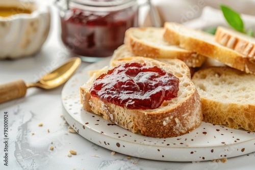 Plate with bread and jam