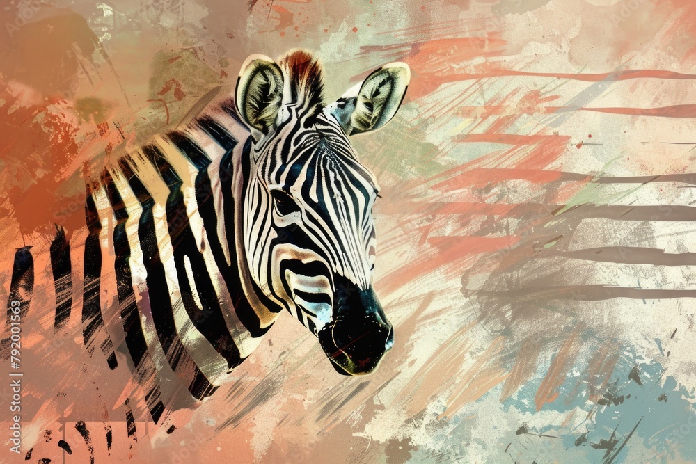 Naklejka premium Zebra Head Digital Painting
