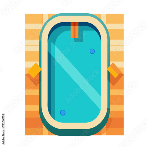 swimming pool top view in cartoon style isolated on white background