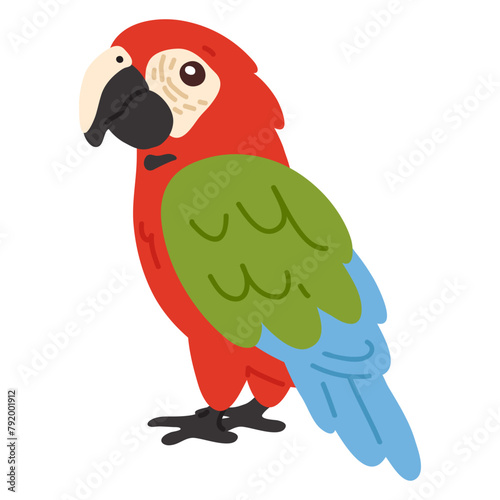 Vector illustration cute doodle macaw parrot for digital stamp,greeting card,sticker,icon, design
