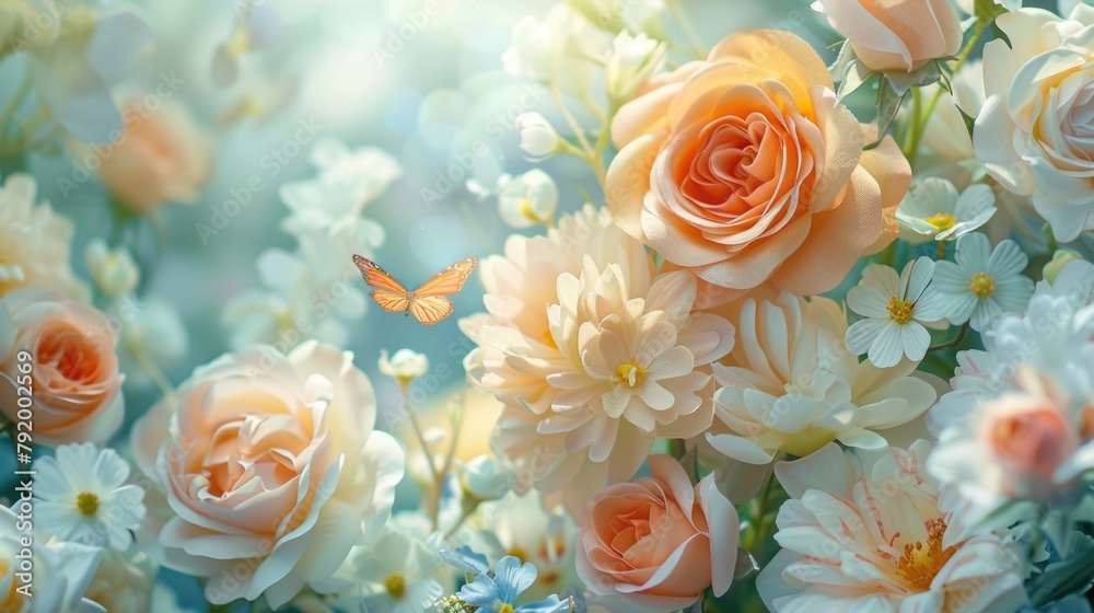 Multiple flowers arranged closely together in a vibrant display of colors.
