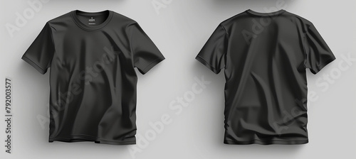 Black t-shirt mockup front and back showing different angles of shirt can be used for multipurpose