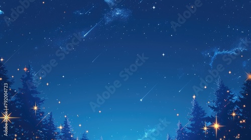 A whimsical white cartoon of twinkling stars comes to life in a flat 2d doodle style blinking and glittering against a midnight black backdrop to recreate a charming night sky scene