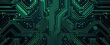 circuit board pattern, green and teal color palette, high contrast, flat design, symmetrical composition, techy background