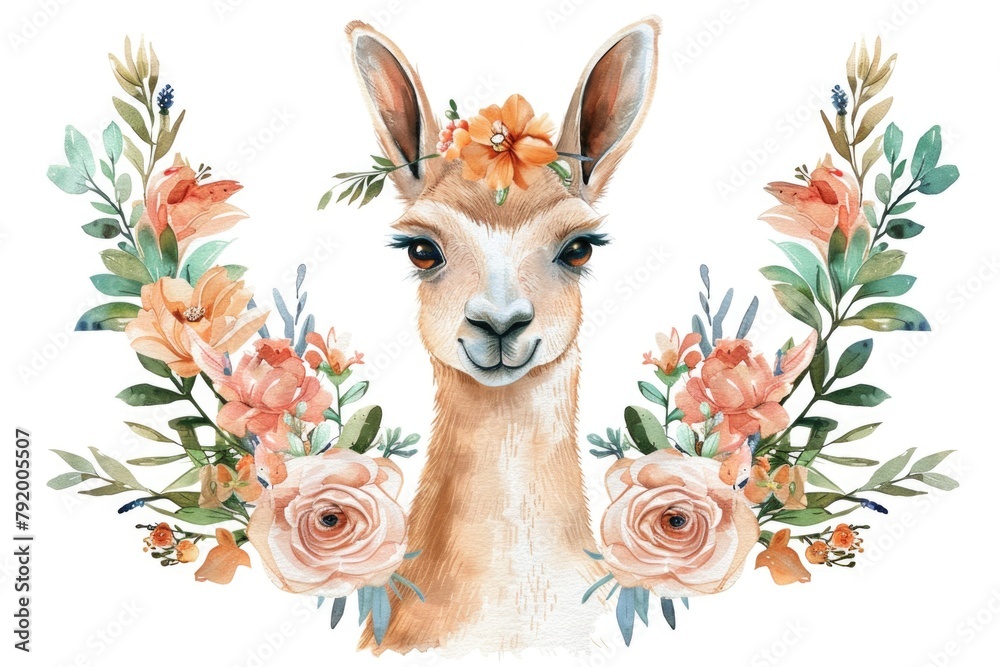 Obraz premium Llama with Flowers