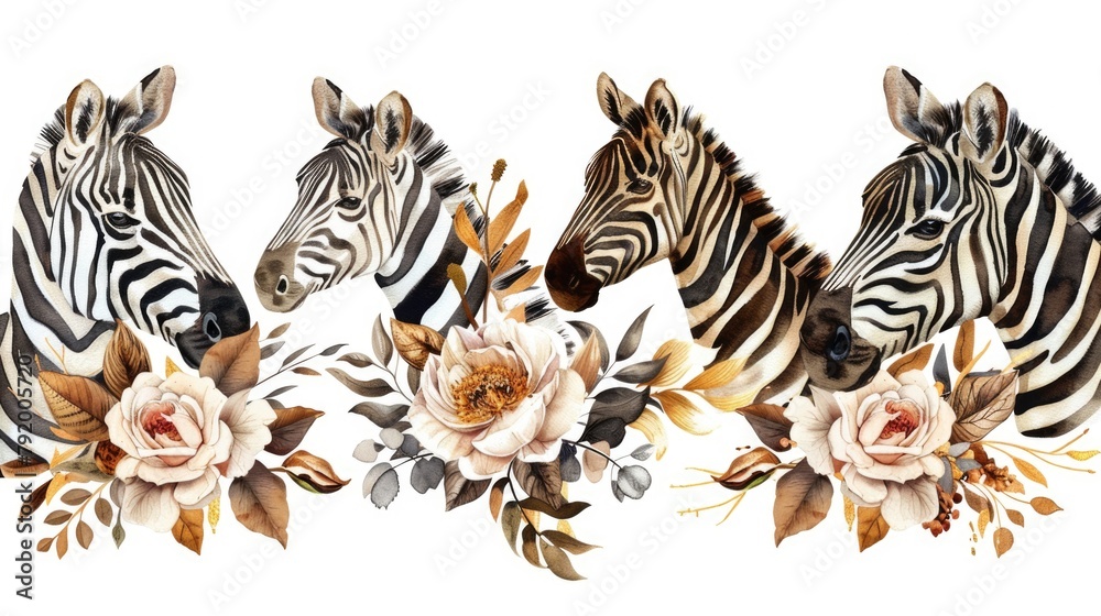 Fototapeta premium Group of Zebras Standing Together