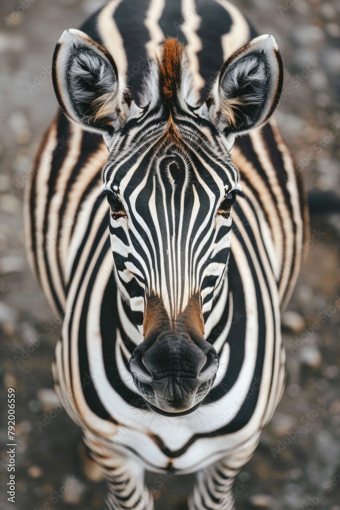 Naklejka premium Zebra Close-Up Portrait