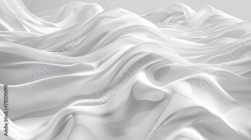 White silky fabric texture with elegant waves. Modern textile design concept for fashion, interior, banner, and wallpaper. photo