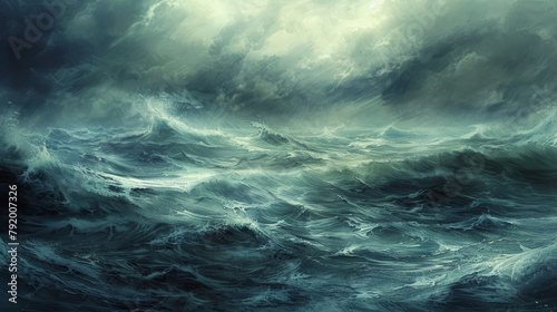 Stormy Ocean Waves Digital Painting