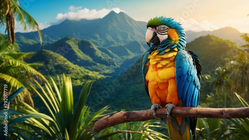 Awe-Inspiring Panorama: Parrot Kingdom in the Vibrant Amazon (3D Jungle Design)