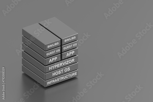 Concept 3d illustration of virtualization technology.