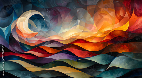 Illusionary Depths: Oil Painting Creates Never-ending Dream Worlds of Abstract Forms #792008530