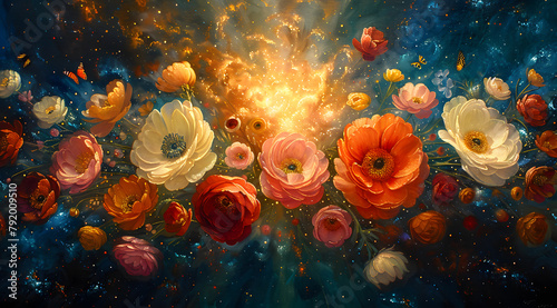 Sonic Bloom: Oil Painting Visualizes Explosive Floral and Faunal Burst with Sound
