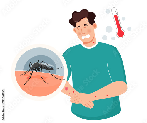 Mosquito biting on Human Skin - Stock Illustration