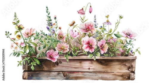 Flowers in Wooden Box